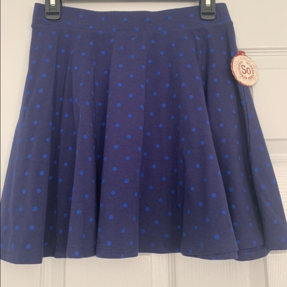 NWT L SO Knit Skater Skirt Navy with Blue Dots - Picture 1 of 5